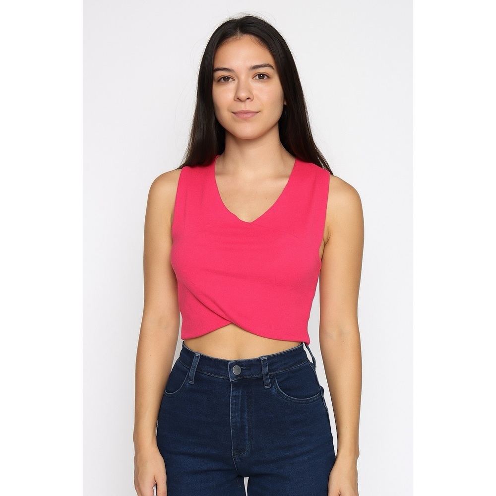 En crème | Anthro Barbiecore Bandeau Faux Wrap V-Neck Layer Bandeau Crop Top